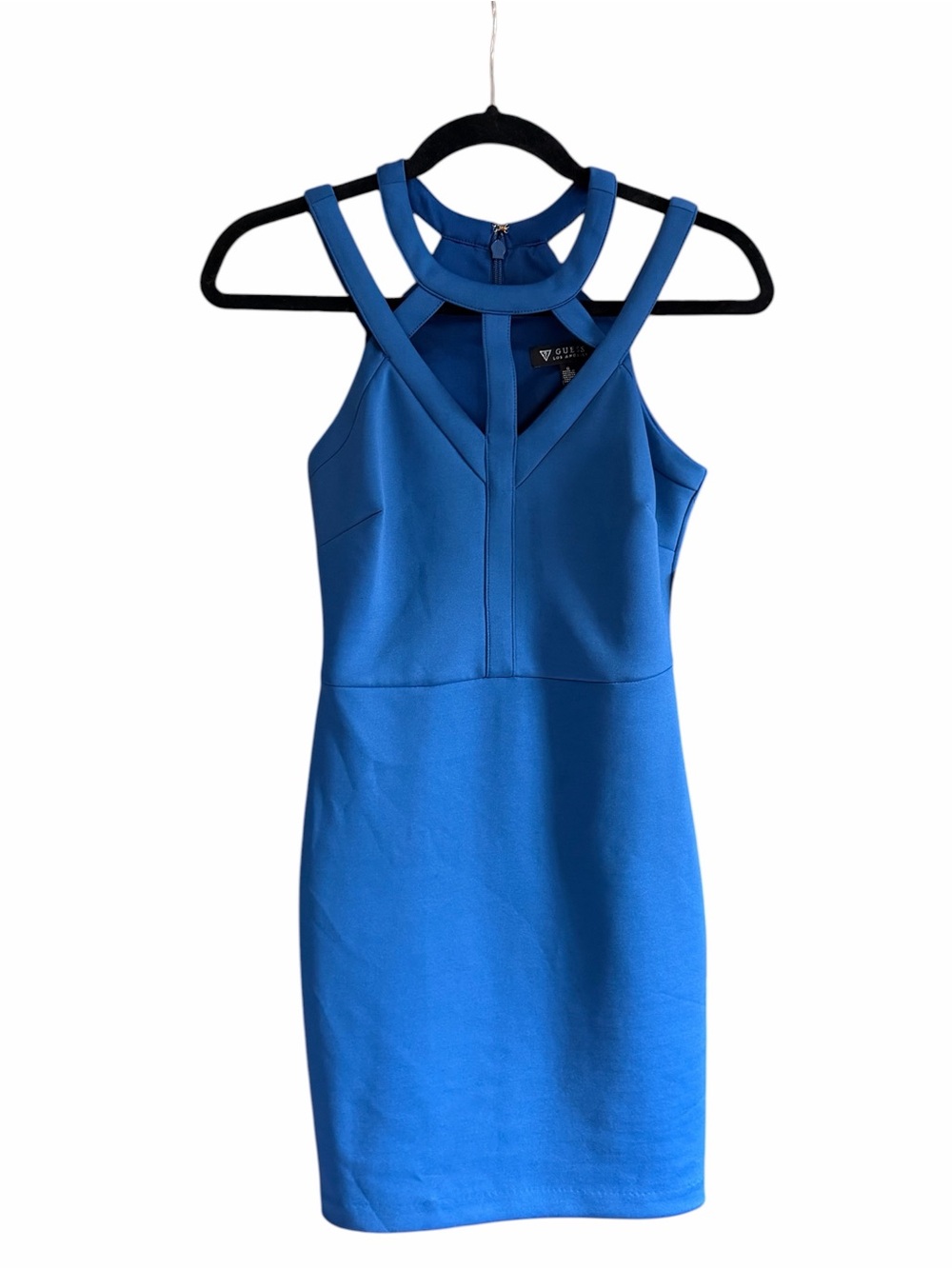 NWT GUESS Caged Scuba Bodycon Dress Y2K Electric Blue 0